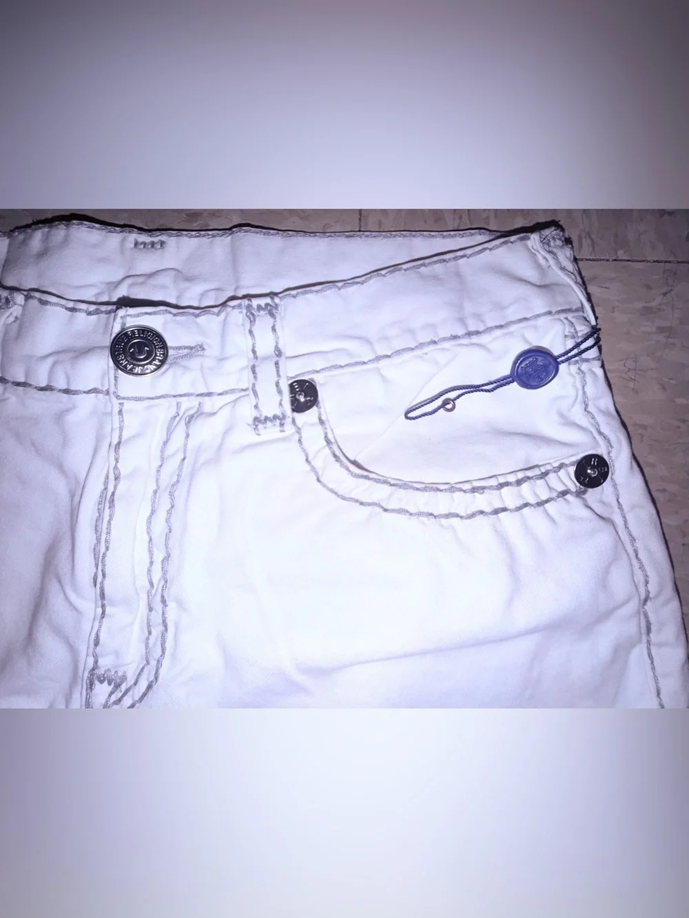 True Religion*Ultra Rare*Cutoffs w/Flaps & Big T Stitching in Boi White/Grey 36
